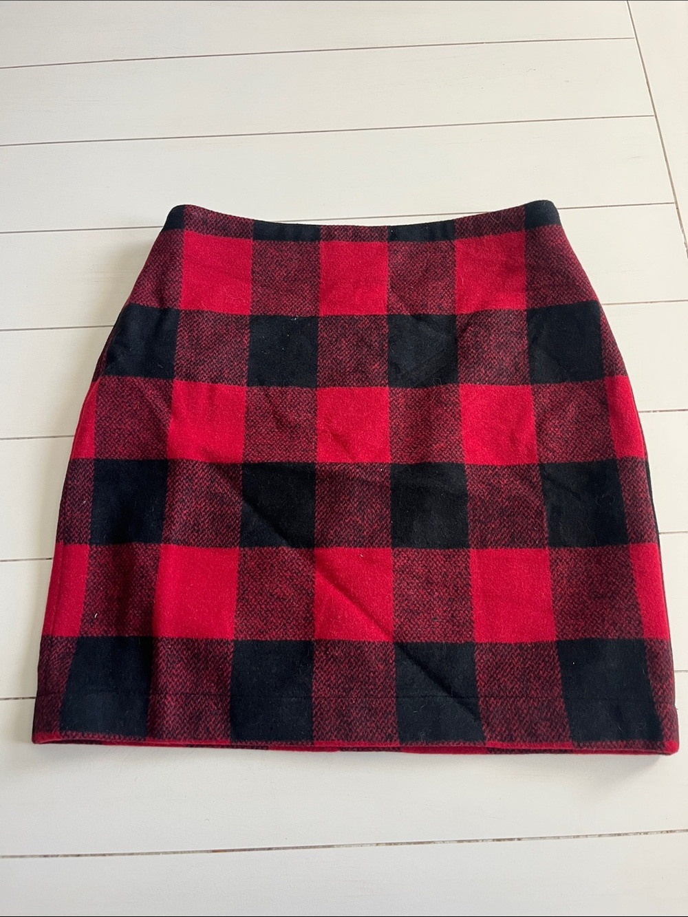 Boston Proper Red and Black Plaid Mini Skirt